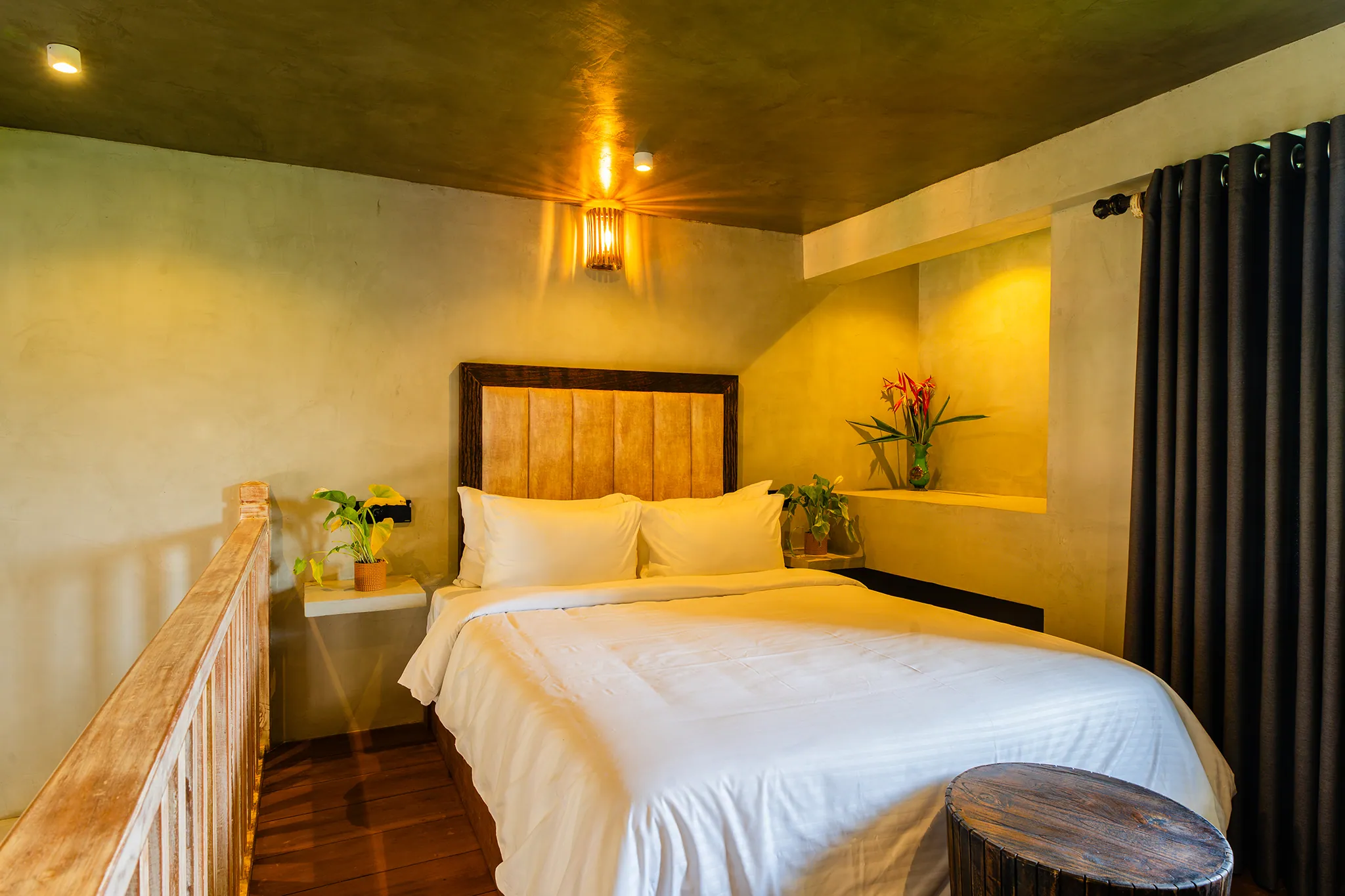 Second bedroom with king bed and lantern light